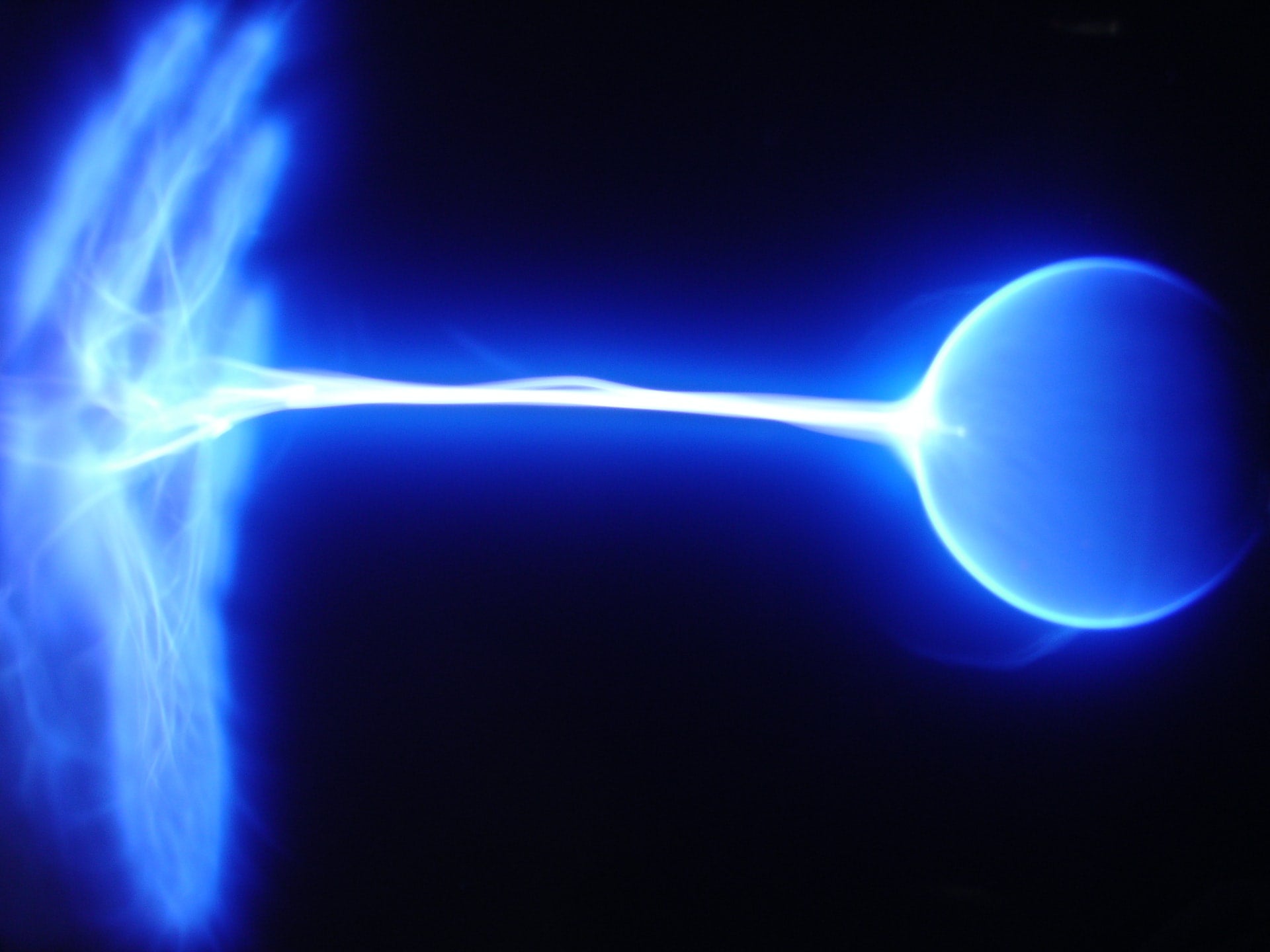 A bright blue electrical arc